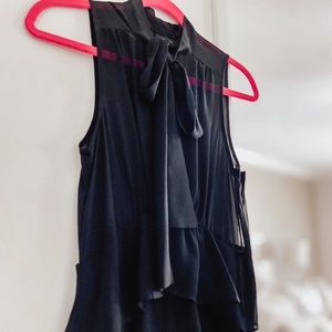 Black Long Ruffled Dress with Bow